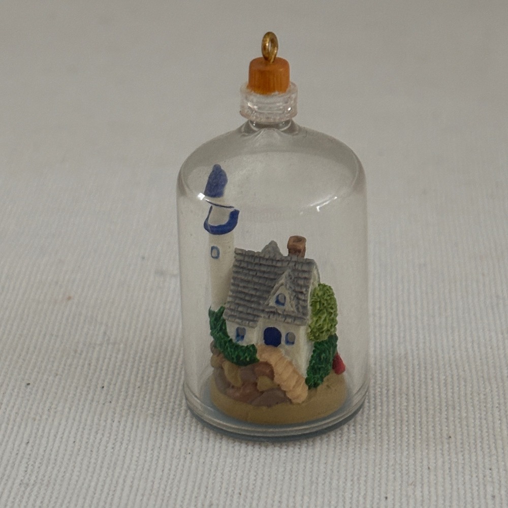 2001 Hallmark Keepsake Miniature Lighthouse Cottage Bottle Christmas Ornament - Picture 4 of 6